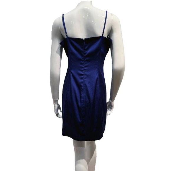 Aritzia Sunday Best Slip Dress Blue Mini Size 10 Spaghetti Strap Satin Look Blue - Picture 6 of 7